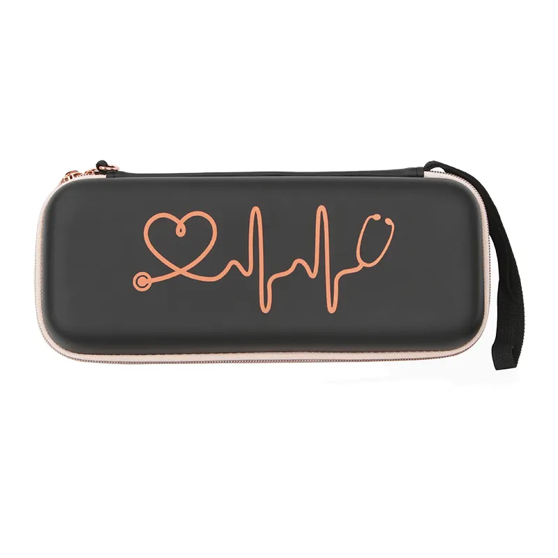 HONGJUN custom eva case travel zipper design logo pu stethoscope case for Doctors nurses