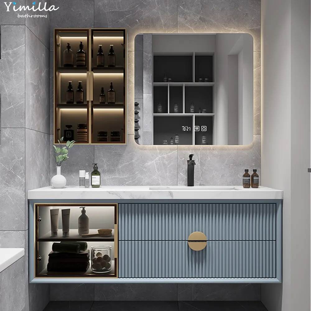 Mueble de baño de madera sólida, tocador de baño de proveedor Chino