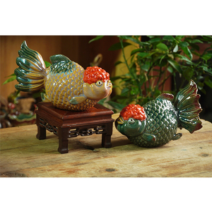 Hoàn toàn thủ công gốm Bàn cà phê đồ trang trí cá vàng hình dạng sáng tạo wabi-sabi phong cách có thể được tùy chỉnh tại chỗ bán hàng trực tiếp chen - Product Image 1