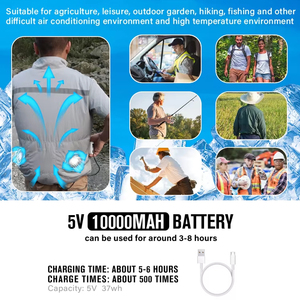 Colorful Sun Protection Skin Cooling <strong>Clothing</strong> With Fan Long Canvas Stand Collar Waterproof Windproof Quick Dry - Product Image 4