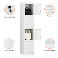 Casier en acier personnalisable à 4 portes avec serrure à clé, structure démontable durable et écologique pour usage au bureau, à l'école ou en salle de sport