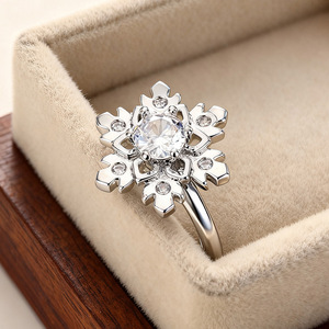 Bague en zircon flocon de neige pour femme, bijou de doigt tendance pour l'hiver - Product Image 5