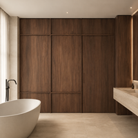 Système de panneaux muraux en placage de noyer de luxe moderne sur mesure avec porte dissimulée pour revêtement mural intérieur d'hôtel ou de villa