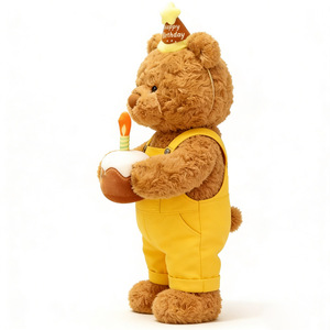 Oso de Peluche Personalizado con Pantalones con Tirantes, Nuevo Peluche de Oso de Peluche con Pastel - Product Image 4