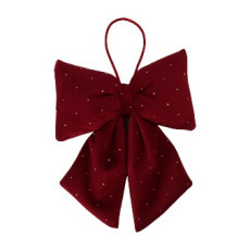 Noeud en coton de 18*26 cm avec garniture en velours rouge et strass, disponible en tailles personnalisables - Product Image 3