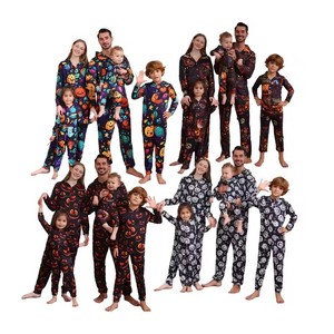 Atacado Barato de Alta Qualidade Trajes De Halloween Família Esqueletos Abóbora One Piece Jumpsuit Zipper up Halloween PJS Correspondência - Product Image 5
