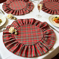 Ensemble de sets de table et de serviettes en lin à volants - Sets de table résistants à la chaleur pour mariage, fête, dîner à la maison, décorations bohèmes