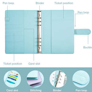 GoldTrim Wholesale : Organiseur de budget en cuir à feuilles mobiles pour le Défi d'épargne des 100 jours, avec compartiments de rangement et planificateurs dorés - Product Image 4