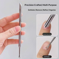 Pousse-cuticules professionnel en acier inoxydable double tête multifonction style russe pour manucure et soin des ongles