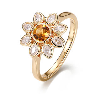 Vintage 18K 14K <b>solid</b> yellow Gold Round Cut lab grown gemstone ring fine jewelry rings custom ring design Valentine's Day gift - Product Image 1