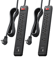 Multiprise PDU 8 prises avec protection contre les surtensions, câble de 2 m, montage en rack, environnement de bureau/IT