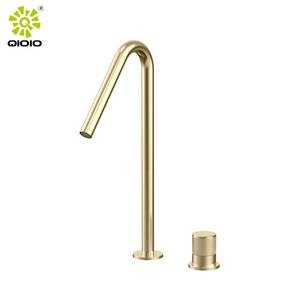 Nouveau design poignée de moletage de luxe SUS304 PVD brosse or <span class=keywords><strong>deux</strong></span> trous <span class=keywords><strong>robinets</strong></span> montés sur bureau - Product Image 1