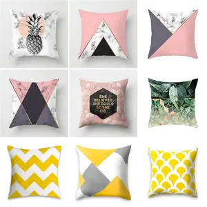 Custom Printing Geometric Printed Home Decoration Velvet Sofa Decorative Cushion Covers// High Quality Yellow Covers Woven