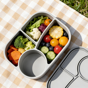 Caixa de Almoço de Silicone por Atacado com 4 Compartimentos, Tampa Hermética à Prova de Vazamentos, Livre de BPA, Segura para Micro-ondas, Freezer e Forno - Product Image 3