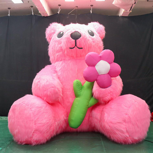 Ours rose géant en peluche gonflable avec fleur pour événement, <span class=keywords><strong>fête</strong></span> et décoration de <span class=keywords><strong>magasin</strong></span> - Product Image 2