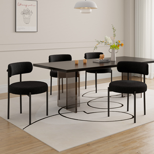 Silla de Comedor Moderna y Ligera con Tapicería de Terciopelo, Respaldo Curvo, Estructura Metálica Reforzada, Ecológica, para Almacén o Parque - Product Image 1