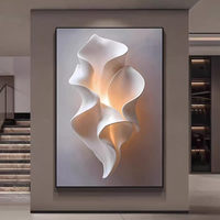 Peinture sur toile abstraite verticale grand format en gros, motif feuille de Ginkgo, art mural floral neutre pour la décoration d'entrée de maison ou d'hôtel