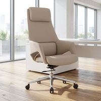 Chaise de bureau exécutive ergonomique à dossier haut en cuir reconstitué avec accoudoirs pivotants rembourrés et coussin épais pour de longues heures de travail