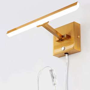 Modern Gold Adjustable LED Mirror <b>Wall</b> Lamp with 3000K-6000K Color Temp IP44 Rated 50000 Hours Lifespan for Home & Hotel Use - Product Image 1