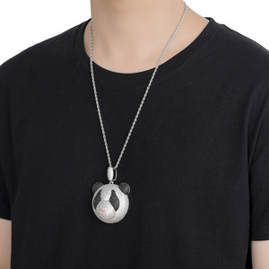 BES joyería personalizada de Hip Hop Iced Out Full Diamond Giant <span class=keywords><strong>Panda</strong></span> Cartoon colgante collar para hombres mujeres joyería de moda - Product Image 6