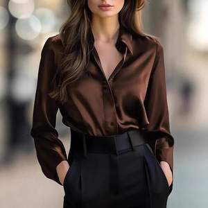 IStapromo Gifts European and American style long-sleeved shirt for women, autumn polo-neck polyester cardigan - Product Image 3