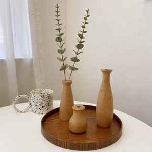 Vase à fleurs en bois massif minimaliste nordique, petites bouteilles décoratives en bois faites à la main pour fleurs séchées, taille personnalisée - Product Image 4