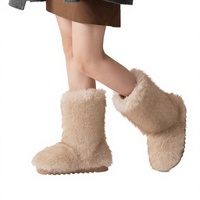 Nouvelles bottes longues en coton pour femmes, style européen et américain, chaudes et épaisses, antidérapantes, style Shibuya, mi-mollet, pour l'hiver