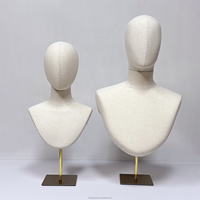 Tête de Mannequin en Coton et Lin DE-LIANG, Réglable, avec Base Métallique, pour Présentation de Perruques, Vêtements et Bijoux (Femelle et Mâle)