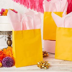 Sacs cadeaux moyens avec poignées pour anniversaire, Noël, mariage, Thanksgiving, shopping, sacs en papier kraft écologiques - Product Image 6