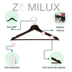 Zomilux ไม้แขวนเสื้อไม้มะฮอกกานี40ไม่ลื่นดีไซน์ทันสมัยสำหรับสำนักงานซูเปอร์มาร์เก็ตร้านบูติกโลโก้ที่ปรับแต่งได้ - Product Image 4