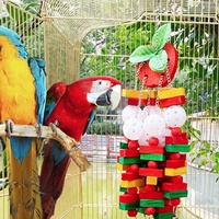 Jouets à mâcher colorés en bois naturel pour perroquets, jouets suspendus pour cage à oiseaux, jouets pour oiseaux de compagnie