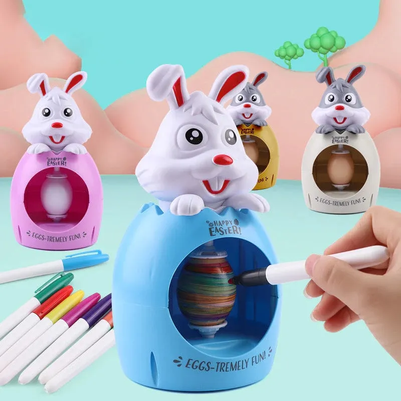 Kit de décoration d'oeufs de Pâques avec lumières et musique Rotation électrique bricolage Doodle oeuf lapin oeuf de Pâques avec jouets enfants cadeau de Pâques