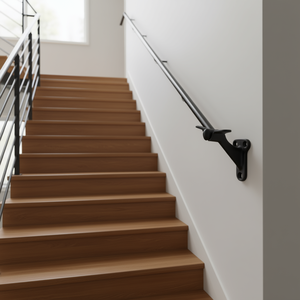 Support d'escalier robuste noir mat en acier métallique, design industriel, pièces d'escalier - Product Image 2