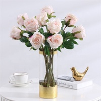 Haute qualité unique artificielle vraie touche Roses Latex Faux blanc rose jaune Rose fleur pour la décoration de fête de mariage