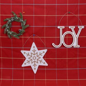 Décoration murale en bois MDF blanc moderne en forme de flocon de neige de 10x20 pouces avec gravure pour décoration de Noël intérieure/extérieure - Product Image 4