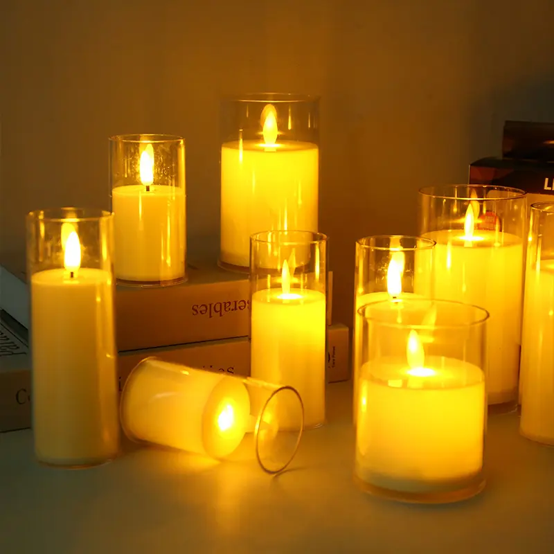 Беспламенные свечи из соевого воска, вотивные свечи, светодиодный чайный свет, 3d свечи из настоящего пламени с теплым белым светом
