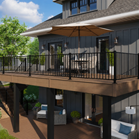 Rampe de terrasse en aluminium à faible entretien avec main courante d'escalier pour porche extérieur, jardin, terrasse, clôture – Revêtement poudré