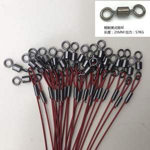 Línea de pesca de alambre de acero con tubo de cobre engrosado para pesca en barco, con mosquetón giratorio, verde, negro, rojo, 20cm, 30cm, 50cm, acero al carbono - Product Image 2