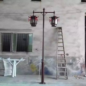 Lámpara de Patio de Doble Cabezal, Estilo Farol, Luz LED para Exteriores, 110-240V, Impermeable, Forma de Cilindro de Vidrio Templado - Product Image 1