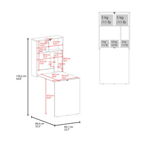 Kaplar 33 In X 23 In <b>Folding</b> Table With Four Shelves Floating <b>Desk</b> Retractable Ironing Table - Product Image 4