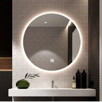 Miroir de salle de bain intelligent LED à trois couleurs, anti-buée, de qualité hôtelière, en verre fabriqué en usine, design minimaliste circulaire