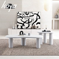 Nordique Mdf frêne bois placage nuage café Table à thé salon forme spéciale Simple petit appartement irrégulière blanc Table d'appoint