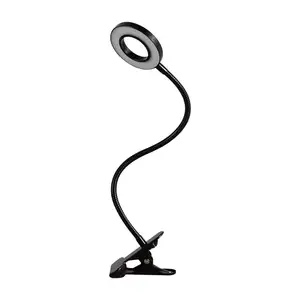 Hot Sale faltbare flexible Schwanenhals LED Tisch lampe mit Clip halterung dimmbare runde Lern schreibtisch lampe