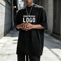 Kaos Pria 100% Katun 300gsm Rajutan Longgar O-Neck Lengan Pendek untuk Logo Kustom Pesanan Grosir Kasual