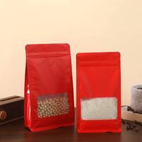 Sachets Mylar mats à fond plat avec fermeture éclair et fenêtre, emballage personnalisé, sacs de stockage anti-odeur pour aliments pour animaux de compagnie, vente en gros