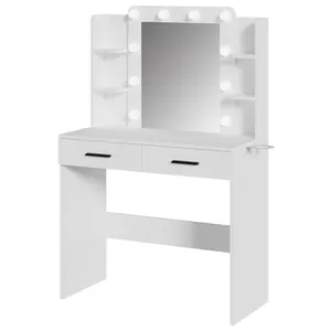 Factory Wholesale White Bedroom Dressing Table Vanity Desk With Mirror And Light