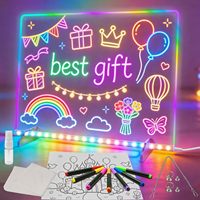 Tablette d'écriture en acrylique LED pour enfants, 13 effets lumineux, tableau à dessin lumineux, cadeau d'anniversaire ou de vacances pour les garçons et les filles de 3 ans et plus