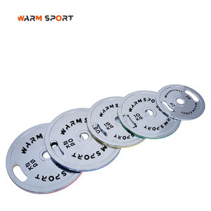 Disques de musculation de haute qualité pour haltères, plaques de poids en acier électro-plaqué avec bande de couleur, 2 poignées - Product Image 2