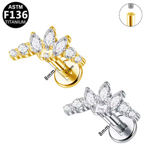 Clous de lèvre en titane en forme de cœur, filetage interne G23, bijoux de piercing unisexe tendance - Product Image 5