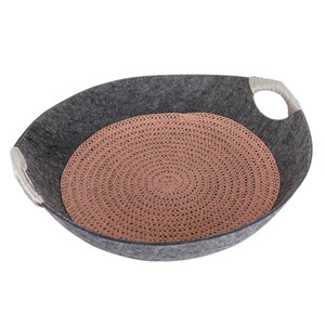 Oval Pet <b>Bed</b> Blue Felt With Removable Washable Cover For <b>Dog</b> And Cat Small Size - Product Image 4